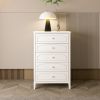 White Contemporary Roman Style, Solid Wood 5 Drawers Chest Bedroom Furniture, Drawer Storage, Tall Chest, Dresser 5 Drawers For Living Room, Entryway.