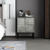 2 Drawer Nightstand,geometric elements,cement grey,for bedroom, living room and study