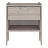 Joy Nightstand; Four Legs; One Open Shelf; One Drawer -Light Gray