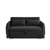 55" Modern Convertible Sofa Bed with 2 Detachable Arm Pockets; Velvet Loveseat Sofa with Pull Out Bed; 2 Pillows and Living Room Adjustable Backrest;
