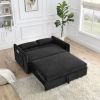 55" Modern Convertible Sofa Bed with 2 Detachable Arm Pockets; Velvet Loveseat Sofa with Pull Out Bed; 2 Pillows and Living Room Adjustable Backrest;