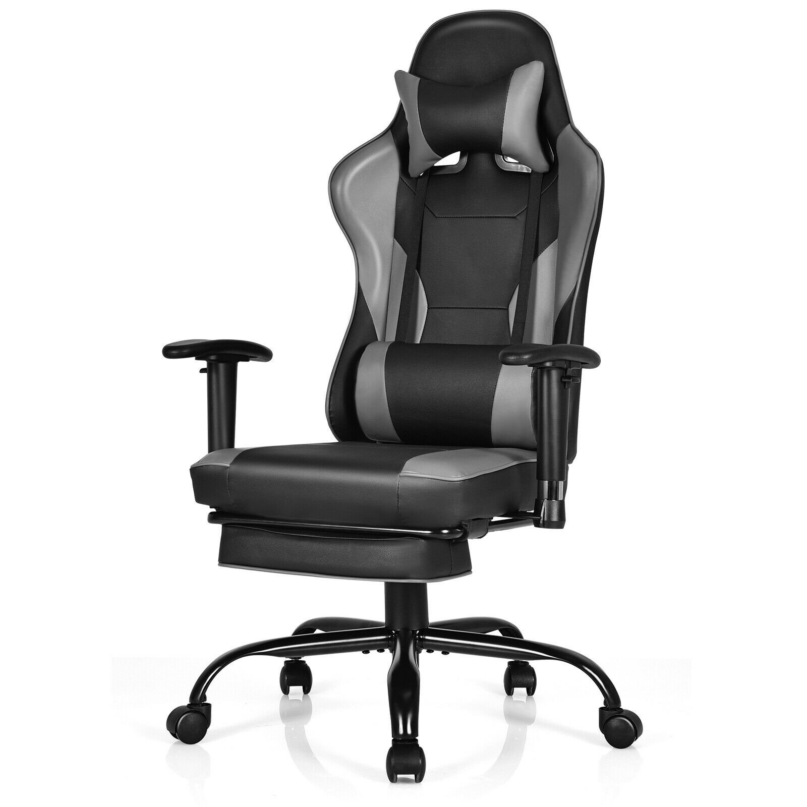 Massage Gaming Chair Recliner with Footrest and Adjustable Armrests for Home and Office-Black Massage Gaming Chair Recliner with Footrest and Adjustable Armrests for Home and Office-Black