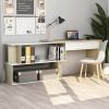 Corner Desk White and Sonoma Oak 78.7"x19.7"x29.9" Engineered Wood