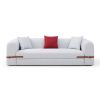 Modern Sofa Couch Contrast color Saddle leather belt Design 3 Seat Sofa for Living Room Bedroom, Apartment, Grey