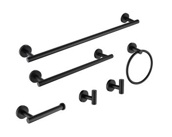 Bathroom Hardware Set, 6-Piece Bath Accessories Set Wall Mount Includes 17/23" Towel Bar,Toilet Paper Holder,Towel Ring, 2 Hooks SUS304 Stainless Stee