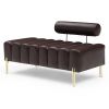 53.2" Width PU Upholstered Modern End of Bed Bench 2 Seater Sofa Couch Entryway Ottoman Bench Sofa Stool Footrest Window Bench with Gold Metal Legs fo