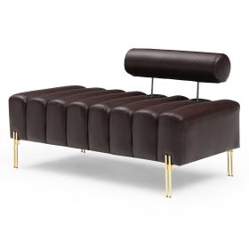 53.2" Width PU Upholstered Modern End of Bed Bench 2 Seater Sofa Couch Entryway Ottoman Bench Sofa Stool Footrest Window Bench with Gold Metal Legs fo