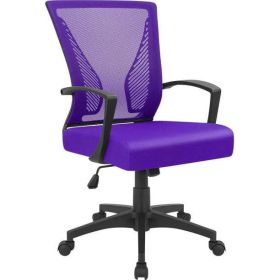 Mid-Back Office Desk Chair Ergonomic Mesh Task Chair with Lumbar Support, Purple