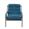 Lounge Recliner Chair Leisure chair Studio Chairs Iron Arm Club Chair with Metal Legs Moveable Cushion for Living Room (Navy Blue)