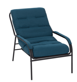 Lounge Recliner Chair Leisure chair Studio Chairs Iron Arm Club Chair with Metal Legs Moveable Cushion for Living Room (Navy Blue)