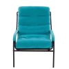 Lounge Recliner Chair Leisure chair Studio Chairs Iron Arm Club Chair with Metal Legs Moveable Cushion for Living Room (Turquoise)