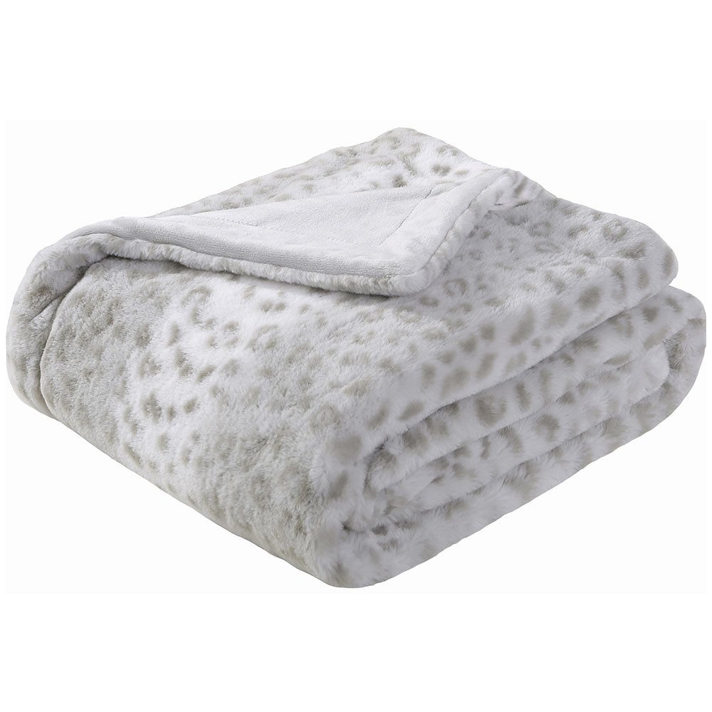 Printed Faux Rabbit Fur Throw, Lightweight Plush Cozy Soft Blanket, 60" x 70", Grey Leopard (2 Pack Set of 2) Printed Faux Rabbit Fur Throw, Lightweight Plush Cozy Soft Blanket, 60" x 70", Grey Leopard (2 Pack Set of 2)