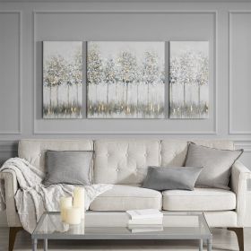 Blue Midst Forest Gold Foil Triptych 3-piece Canvas Wall Art Set