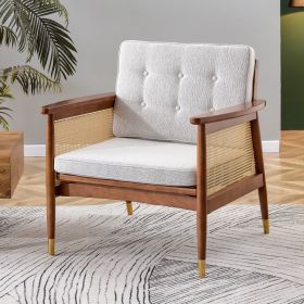 A modern minimalist walnut color rattan like solid wood sofa, equipped with a minimalist and comfortable high rebound sponge sofa cushion. Suitable fo