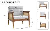 A modern minimalist walnut color rattan like solid wood sofa, equipped with a minimalist and comfortable high rebound sponge sofa cushion. Suitable fo