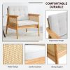 A modern minimalist natural wood color imitation rattan solid wood sofa equipped with a minimalist and comfortable high rebound sponge sofa cushion. S
