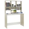 Desk with Shelves White and Sonoma Oak 43.3"x17.7"x61.8" Engineered Wood