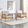A modern minimalist natural wood color imitation rattan solid wood sofa equipped with a minimalist and comfortable high rebound sponge sofa cushion. S