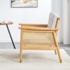A modern minimalist natural wood color imitation rattan solid wood sofa equipped with a minimalist and comfortable high rebound sponge sofa cushion. S