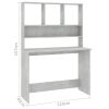 Desk with Shelves Concrete Gray 43.3"x17.7"x61.8" Engineered Wood