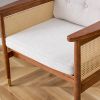 A modern minimalist walnut color rattan like solid wood sofa, equipped with a minimalist and comfortable high rebound sponge sofa cushion. Suitable fo