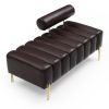 53.2" Width PU Upholstered Modern End of Bed Bench 2 Seater Sofa Couch Entryway Ottoman Bench Sofa Stool Footrest Window Bench with Gold Metal Legs fo