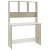 Desk with Shelves White and Sonoma Oak 43.3"x17.7"x61.8" Engineered Wood