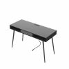 Mid Century Desk with USB Ports and Power Outlet; Modern Writing Study Desk with Drawers; Multifunctional Home Office Computer Desk Black