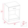 Eco Nightstand; Superior Top; One Drawer; Lower Shelf -Light Gray