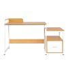 FCH Beech Color Triamine Particleboard White Iron Pipe Cabinet with Drawer 2*USB Port 2*Three Sockets Wireless Charging Computer Desk