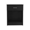 Eco Nightstand; Superior Top; One Drawer; Lower Shelf -Black