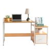 FCH Beech Color Triamine Particleboard White Iron Pipe Cabinet with Drawer 2*USB Port 2*Three Sockets Wireless Charging Computer Desk