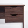 35.4"W X 17.7" D X 29" H Computer Desk Writing Study Table with 2 Side Drawers Classic Home Office