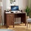 48 Inch Computer Desk Writing Workstation with Drawer and Hutch Walnut