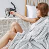 Printed Faux Rabbit Fur Throw, Lightweight Plush Cozy Soft Blanket, 60" x 70", Grey Leopard (2 Pack Set of 2)