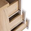 Three Drawer Storage Cabinet Chest Bedside Table  Dresser Simple Bedroom Furniture Solid Wood Feet and Handles Fashionable Bedside Cabinet (Out of Sto