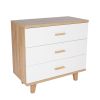 Three Drawer Storage Cabinet Chest Bedside Table  Dresser Simple Bedroom Furniture Solid Wood Feet and Handles Fashionable Bedside Cabinet (Out of Sto
