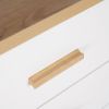 Three Drawer Storage Cabinet Chest Bedside Table  Dresser Simple Bedroom Furniture Solid Wood Feet and Handles Fashionable Bedside Cabinet (Out of Sto