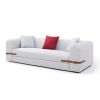 Modern Sofa Couch Contrast color Saddle leather belt Design 3 Seat Sofa for Living Room Bedroom, Apartment, Grey