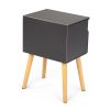 Set of 2 Modern Nightstand, Bedroom Endtable with Drawer, Shelf, Bedside Furniture for Living Room, Gray
