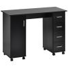 Home Office Computer Desk Table with Drawers White Black
