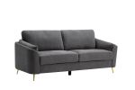 Contemporary 1pc Sofa Dark Gray with Gold Metal Legs Plywood Pocket Springs and Foam Casual Living Room Furniture