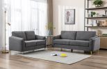 Contemporary 1pc Sofa Dark Gray with Gold Metal Legs Plywood Pocket Springs and Foam Casual Living Room Furniture