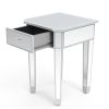 Mirrored Nightstand Bedroom Side Table Morden Sofa End Tables Silver