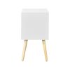 Side Table with 2 Drawer and Rubber Wood Legs;  Mid-Century Modern Storage Cabinet for Bedroom Living Room Furniture;  White