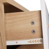 Three Drawer Storage Cabinet Chest Bedside Table  Dresser Simple Bedroom Furniture Solid Wood Feet and Handles Fashionable Bedside Cabinet (Out of Sto