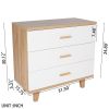 Three Drawer Storage Cabinet Chest Bedside Table  Dresser Simple Bedroom Furniture Solid Wood Feet and Handles Fashionable Bedside Cabinet (Out of Sto