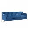 Modern Chesterfield sofa couch, Comfortable Upholstered sofa with Velvet Fabric and Wooden Frame and Wood Legs for Living Room/Bedroom/Office Blue --3