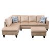 Beige Flannel Living Room Sofa Set