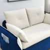 MH 57" Modern Convertible Sofa Bed with 2 Detachable Arm Pockets, Velvet Loveseat Multi-position adjustable Sofa with Pull Out Bed with Bedhead, 2 Pil